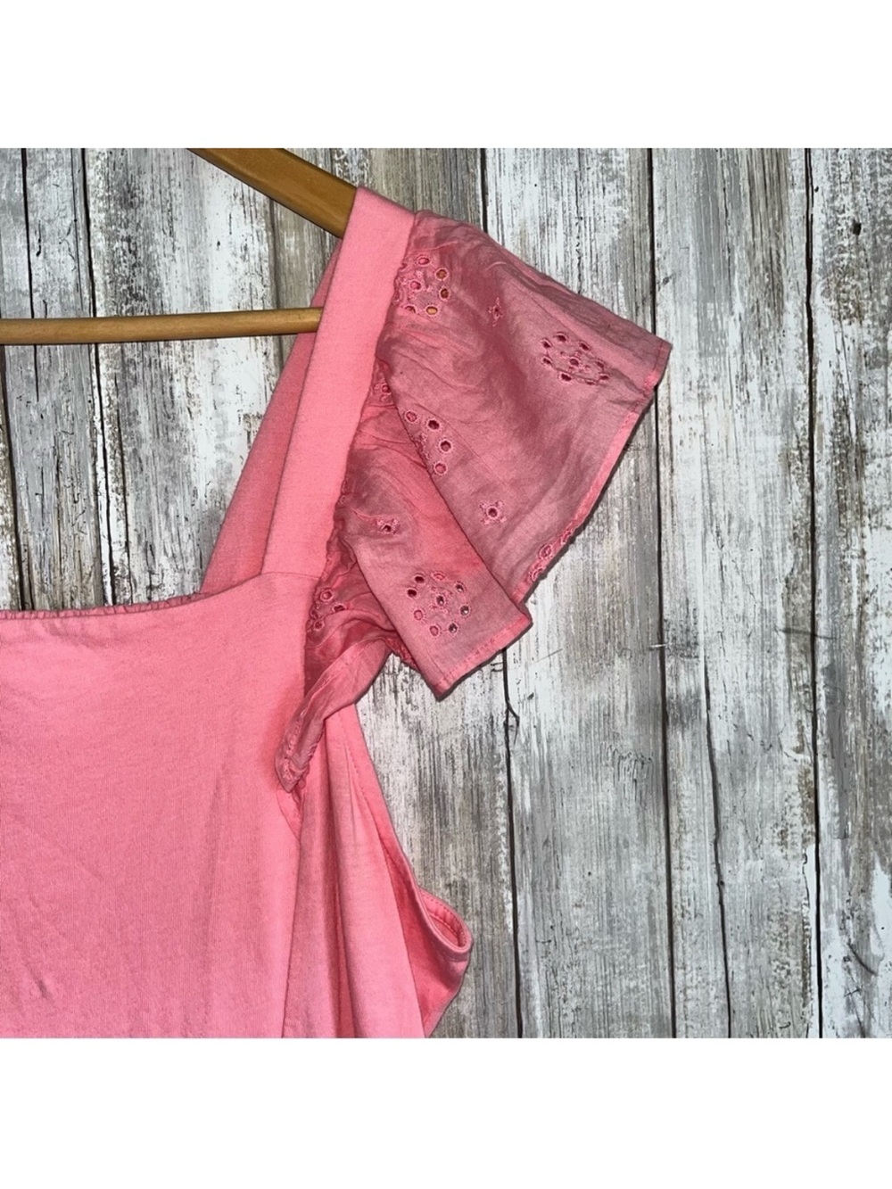J.Crew Pink Eyelet Smocked Midi Dress Ruffle Sleeve Cottagecore NWT Size Large - Picture 3 of 7